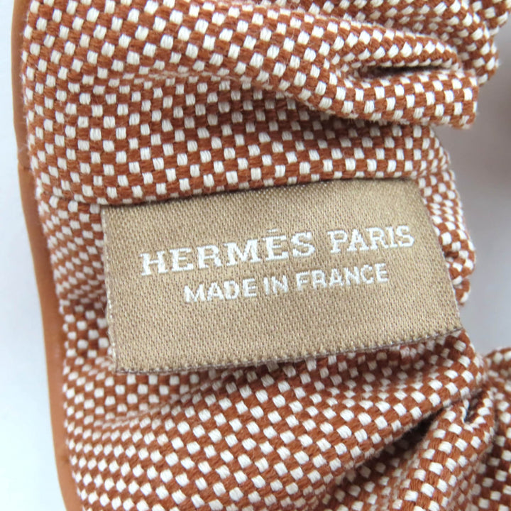Excellent HERMES Shush Claudia Plan Air Serie Metal with Leather cotton Women