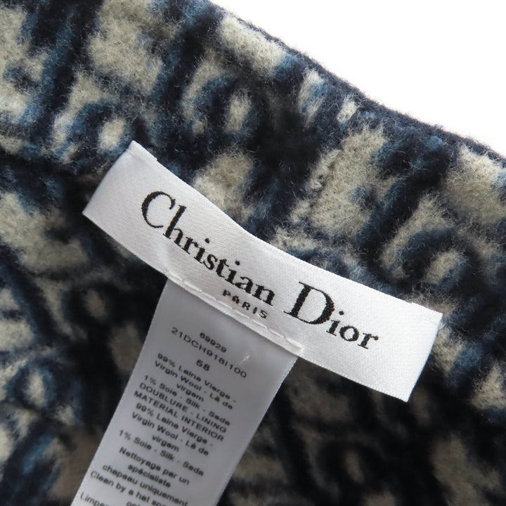 Great Christian Dior Casquette Oblique Navy wool Women 58 21DCH918I100