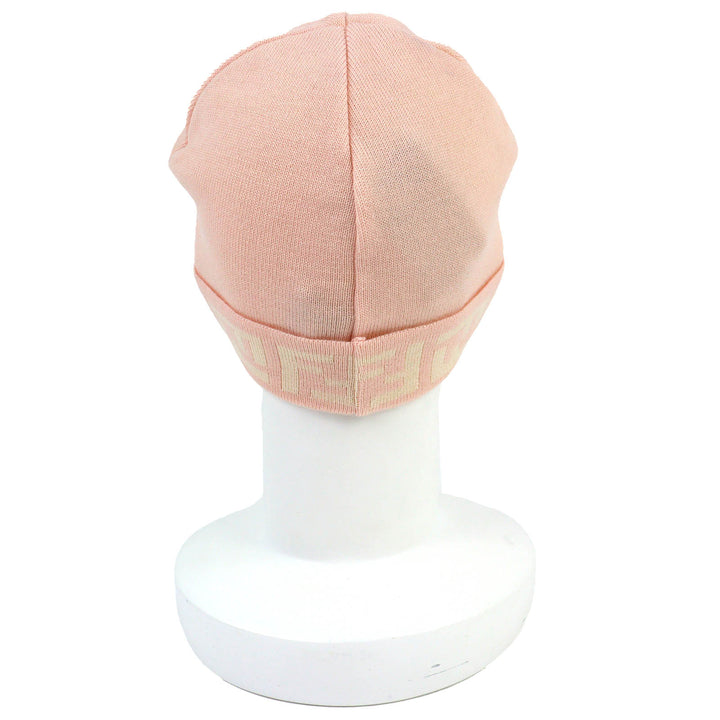Pristine FENDI Knit cap Zucca Pattern Knit Hat pink wool Women FXL513