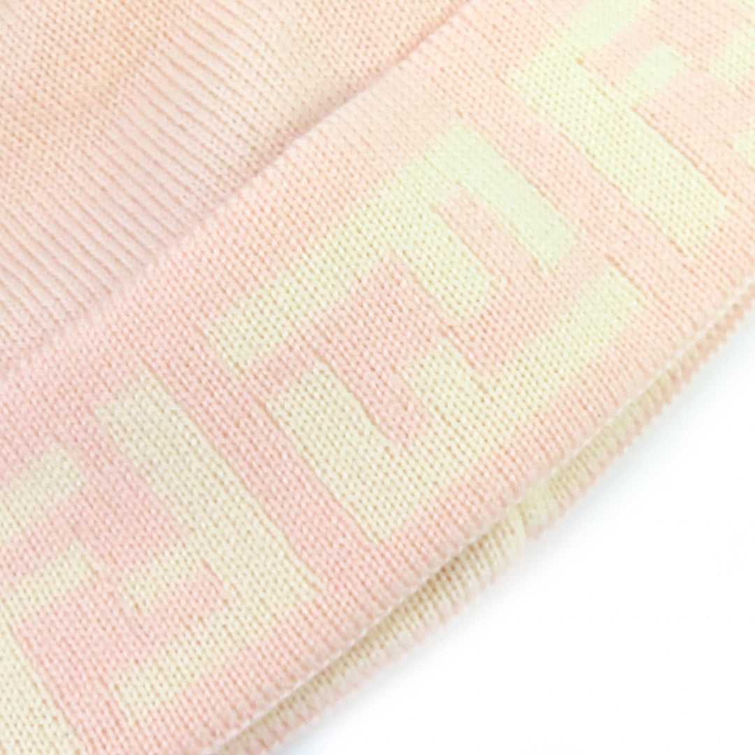 Pristine FENDI Knit cap Zucca Pattern Knit Hat pink wool Women FXL513
