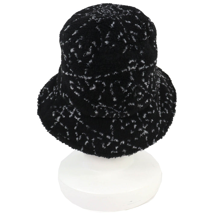 Excellent CHANEL COCOMarkMetal all-over print pile bucket hat black M 21B AA7847