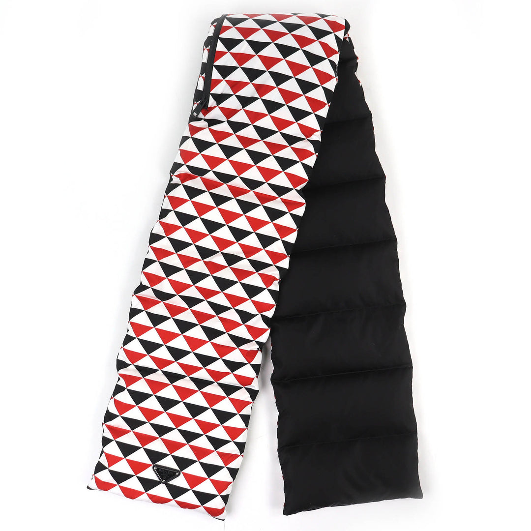 Excellent PRADA Scarf Triangle logo hooded RE-NYLON down jacket Red 2FS028