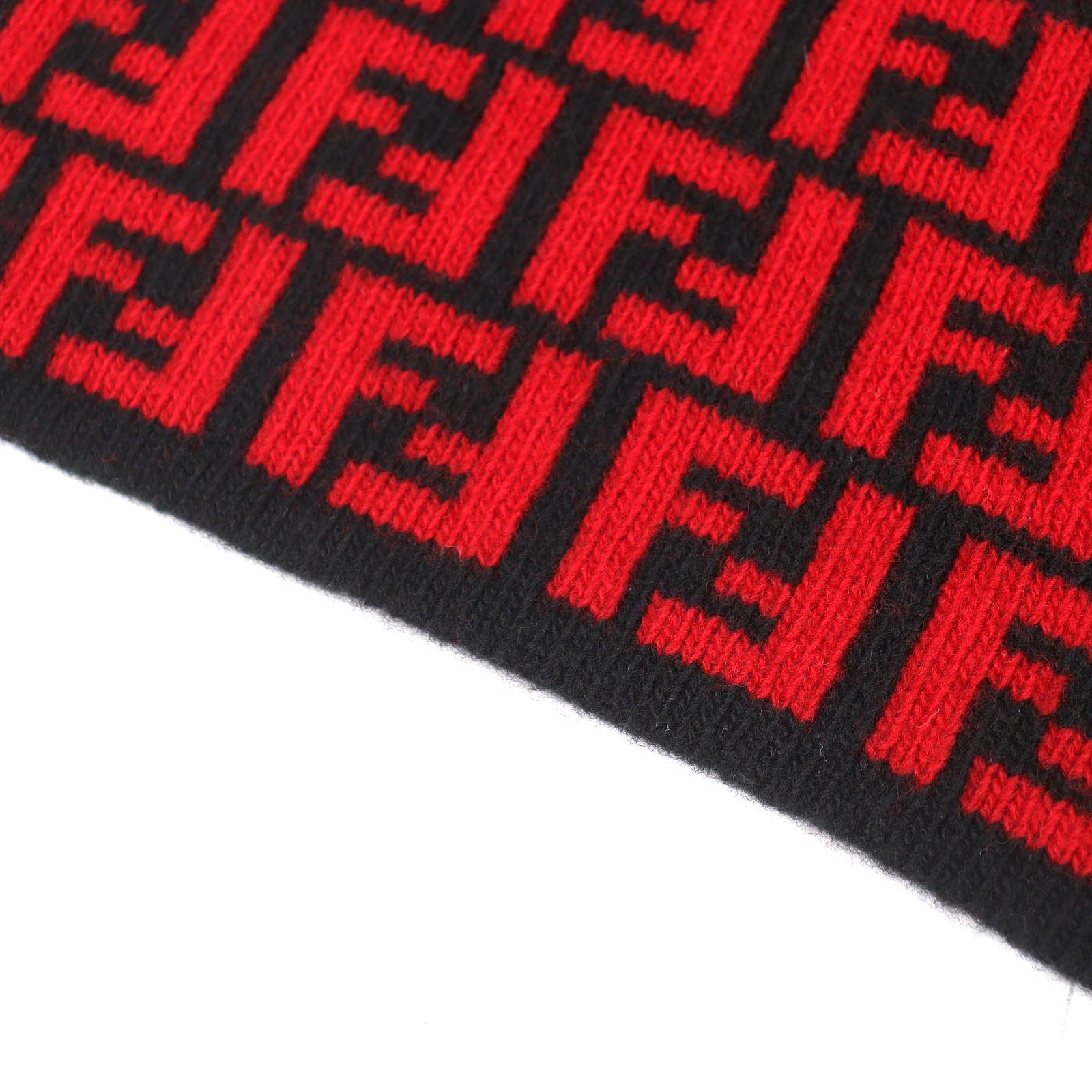 Pristine FENDI Scarf FF Logo Zucca Pattern Red wool Women FXS346