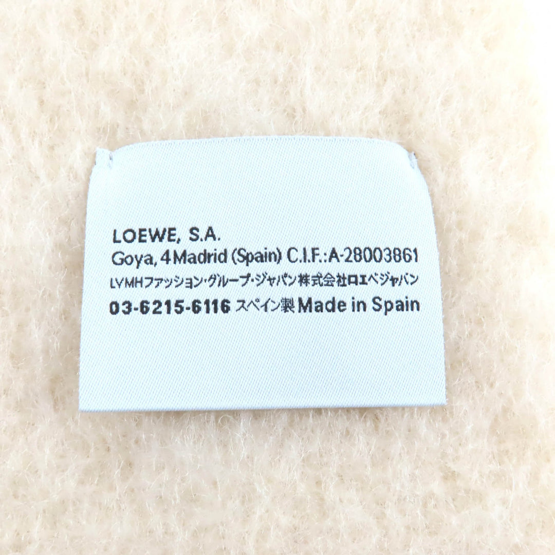 Great LOEWE Scarf Leather Anagram patch with fringe Ivory mohair A-28003861
