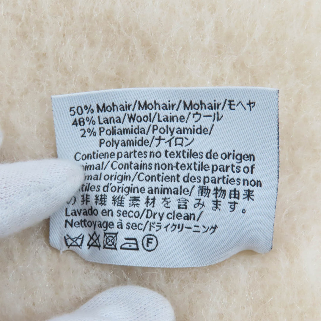 Great LOEWE Scarf Leather Anagram patch with fringe Ivory mohair A-28003861