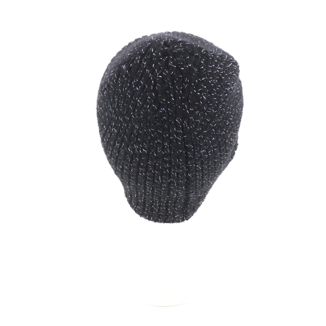 Excellent CHANEL Knit cap black cashmere Women AAB710