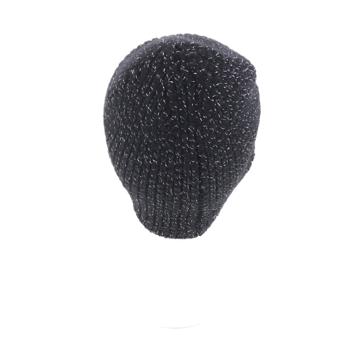 Excellent CHANEL Knit cap black cashmere Women AAB710