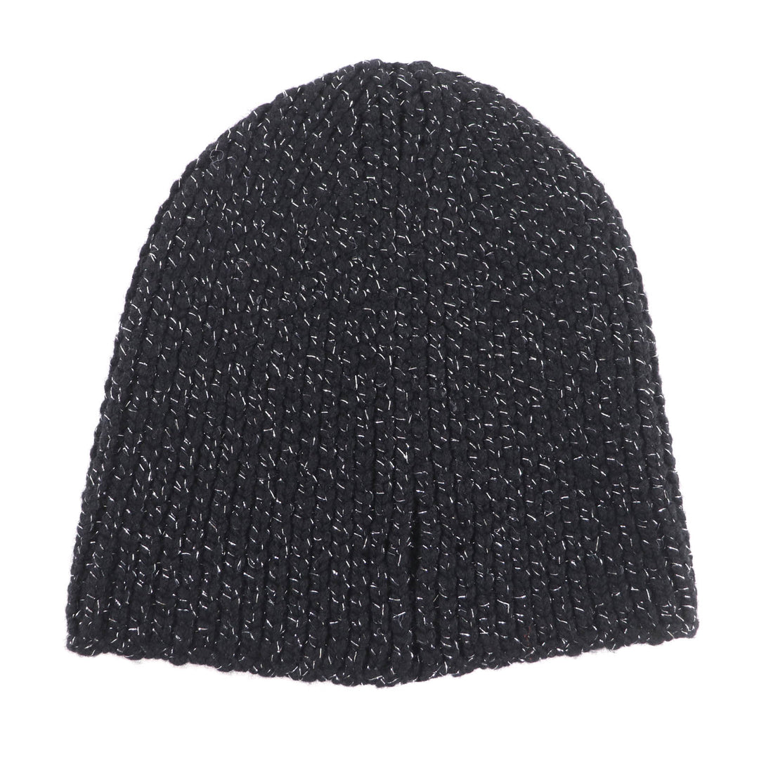 Excellent CHANEL Knit cap black cashmere Women AAB710