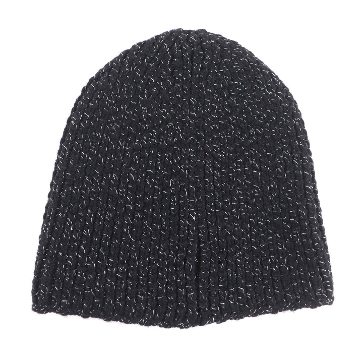 Excellent CHANEL Knit cap black cashmere Women AAB710