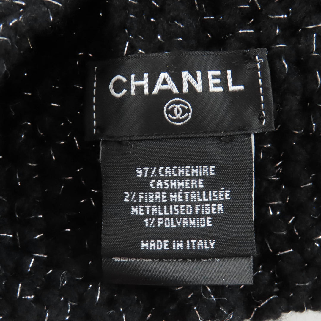 Excellent CHANEL Knit cap black cashmere Women AAB710