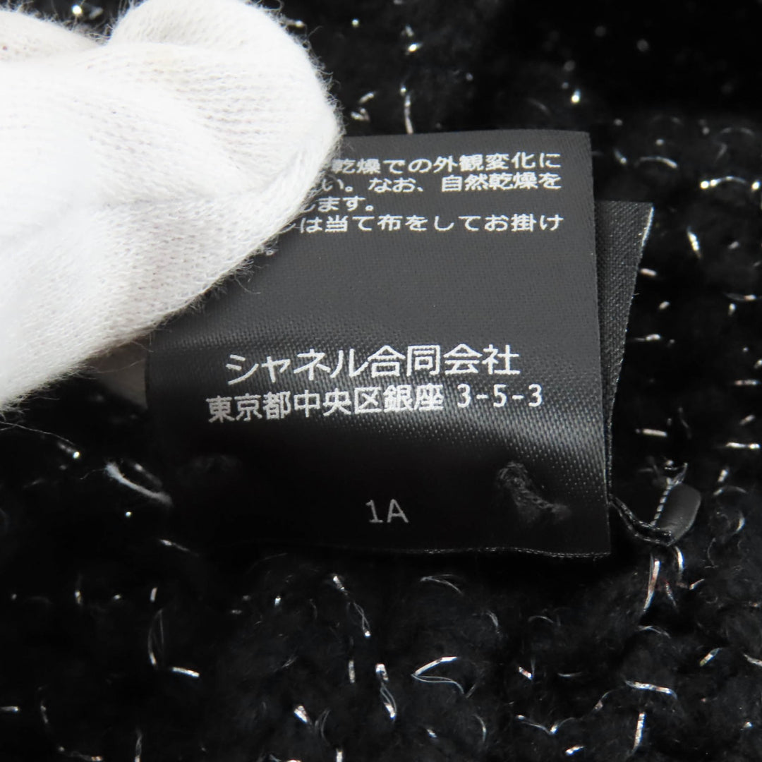 Excellent CHANEL Knit cap black cashmere Women AAB710