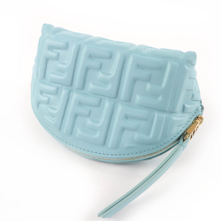 Pristine FENDI Bucket Pouch Small, FF Motif Embossed, Nappa Leather blue 8N208