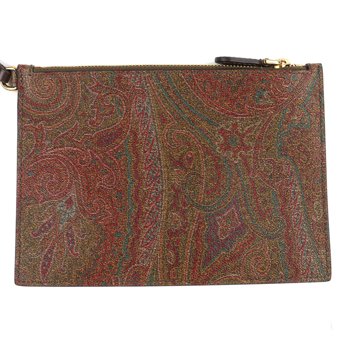 Excellent ETRO Tote Bag Essential Bag Maxi Paisley Pattern Large Pouch Brown PVC