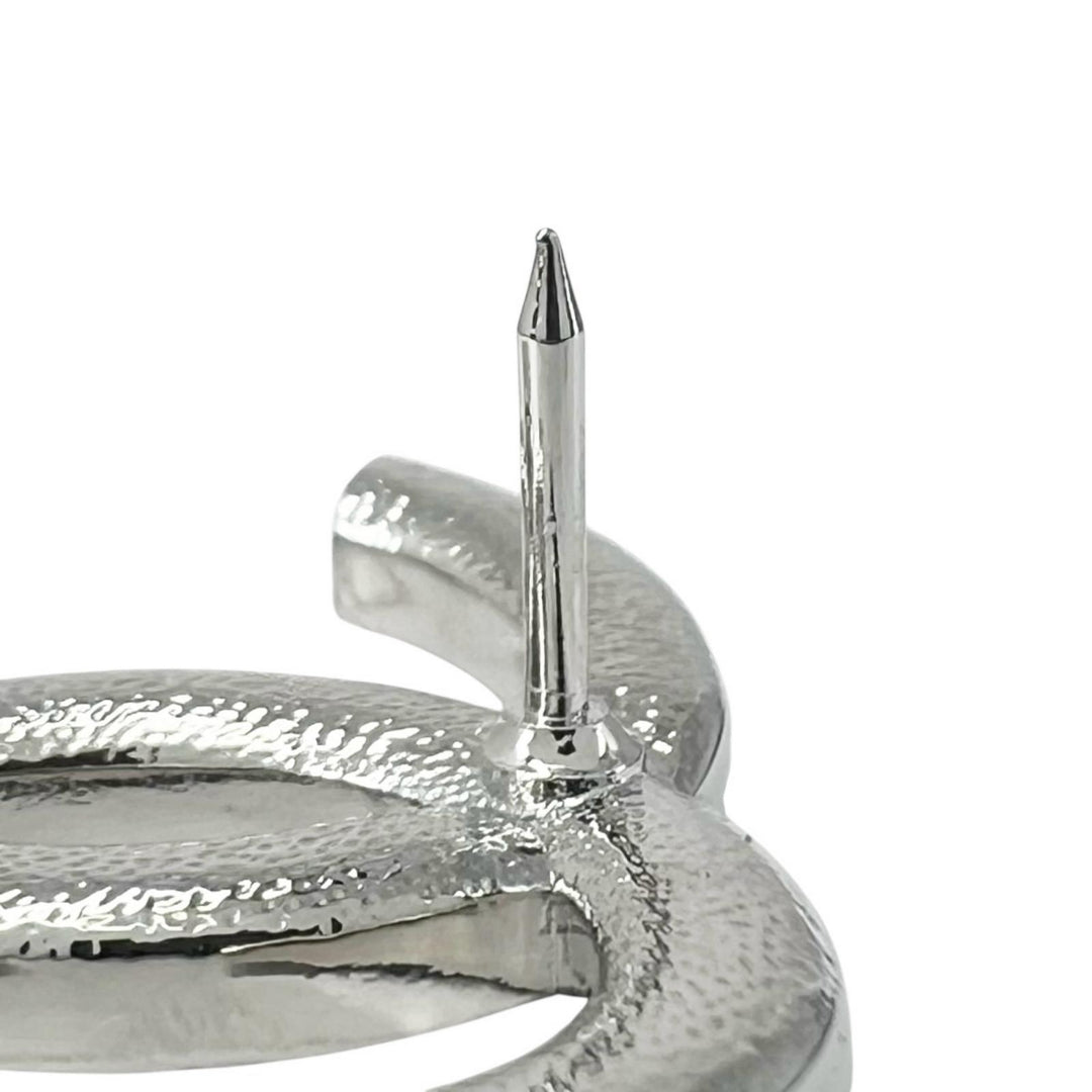 Excellent CHANEL Brooch B23 Coco Heart Rhinestone Pin Silver Women
