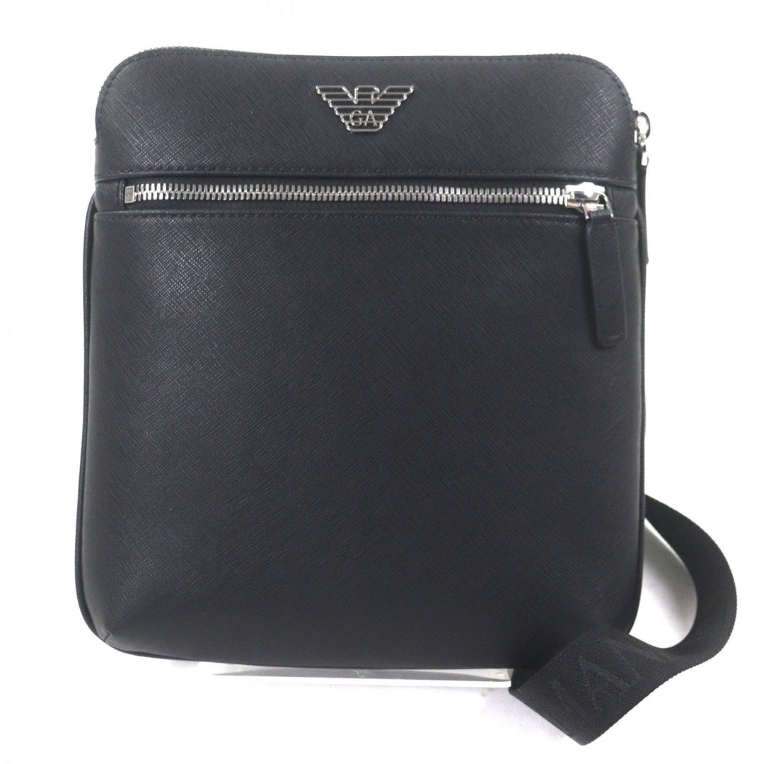 Pristine EMPORIO ARMANI Shoulder Bag Eagle logo black leather mens