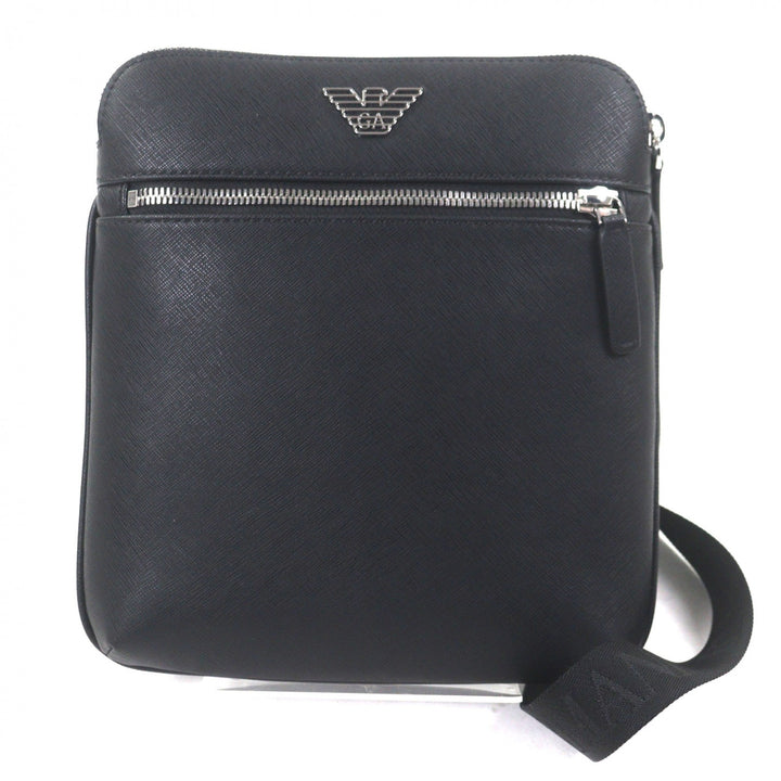 Pristine EMPORIO ARMANI Shoulder Bag Eagle logo black leather mens