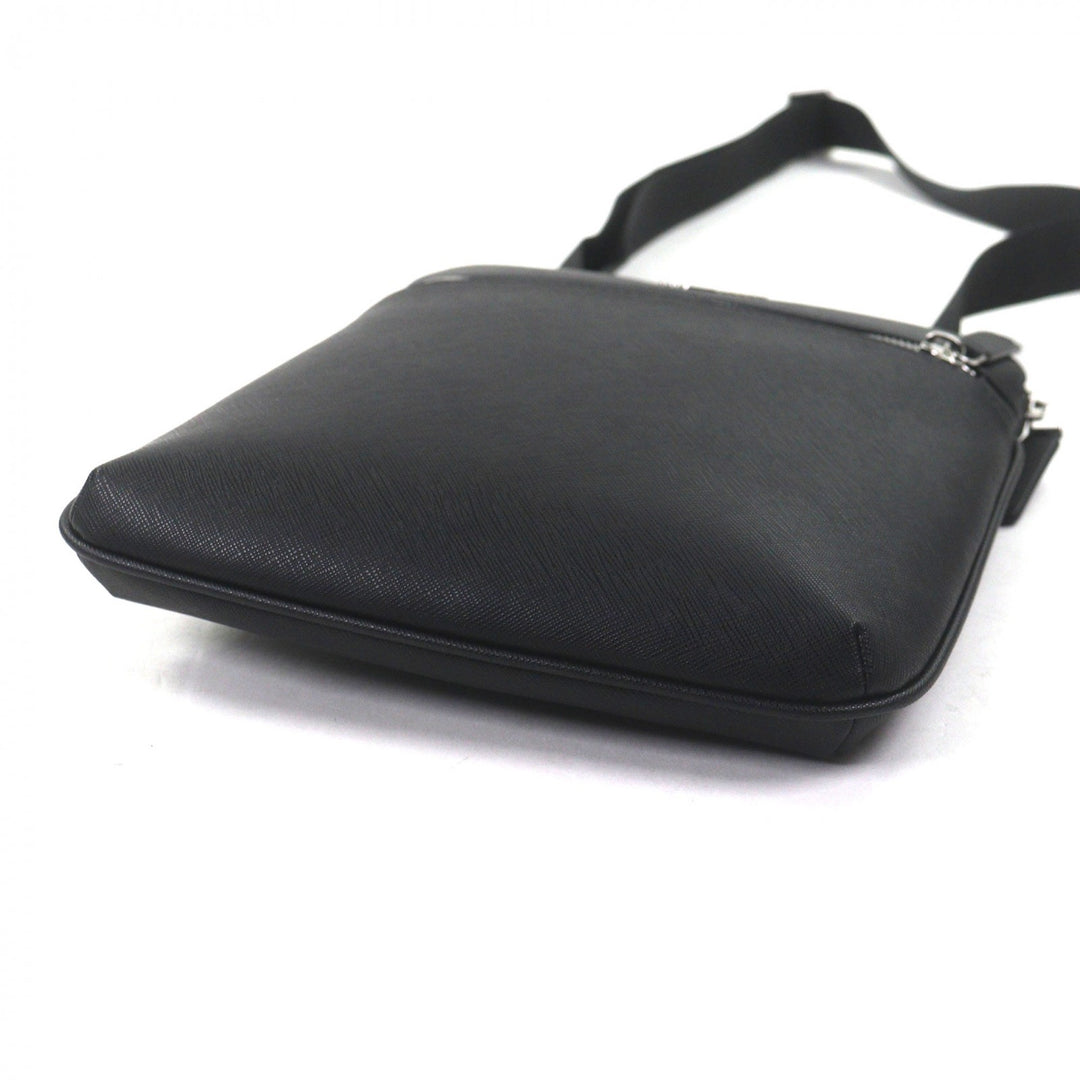 Pristine EMPORIO ARMANI Shoulder Bag Eagle logo black leather mens