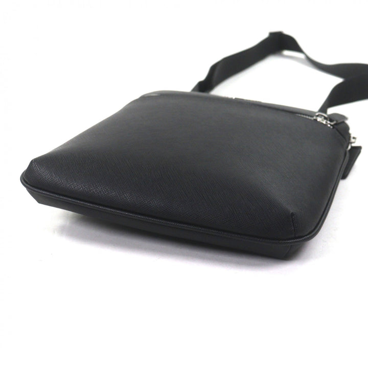 Pristine EMPORIO ARMANI Shoulder Bag Eagle logo black leather mens