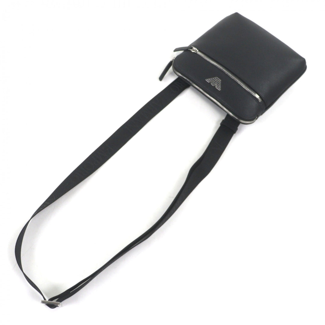 Pristine EMPORIO ARMANI Shoulder Bag Eagle logo black leather mens
