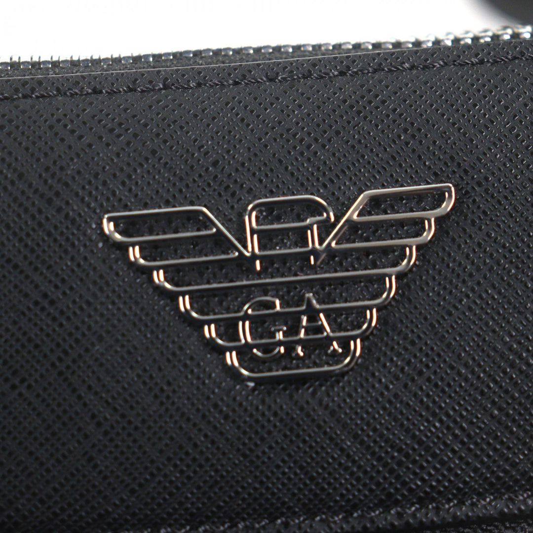 Pristine EMPORIO ARMANI Shoulder Bag Eagle logo black leather mens