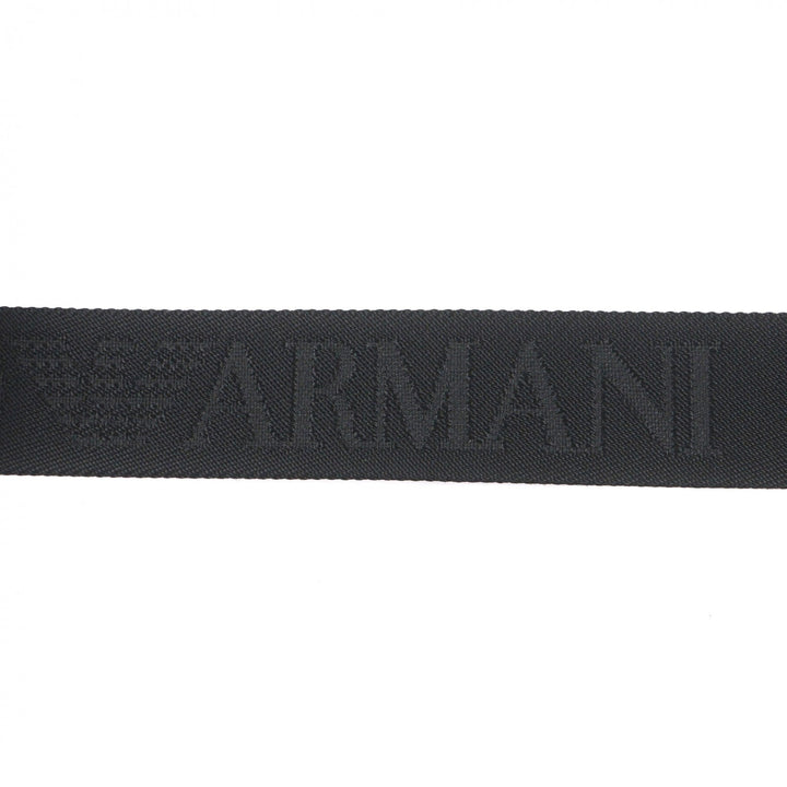 Pristine EMPORIO ARMANI Shoulder Bag Eagle logo black leather mens