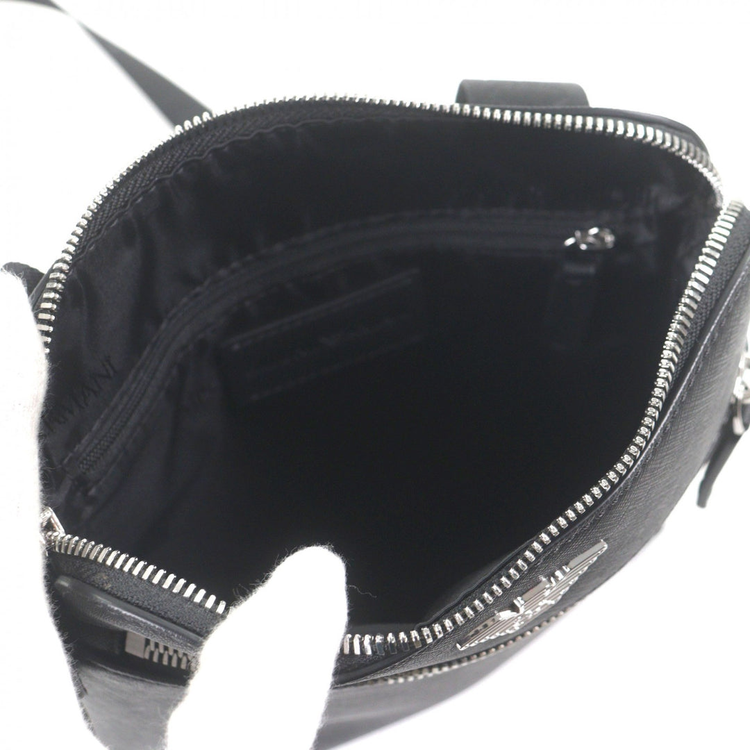 Pristine EMPORIO ARMANI Shoulder Bag Eagle logo black leather mens