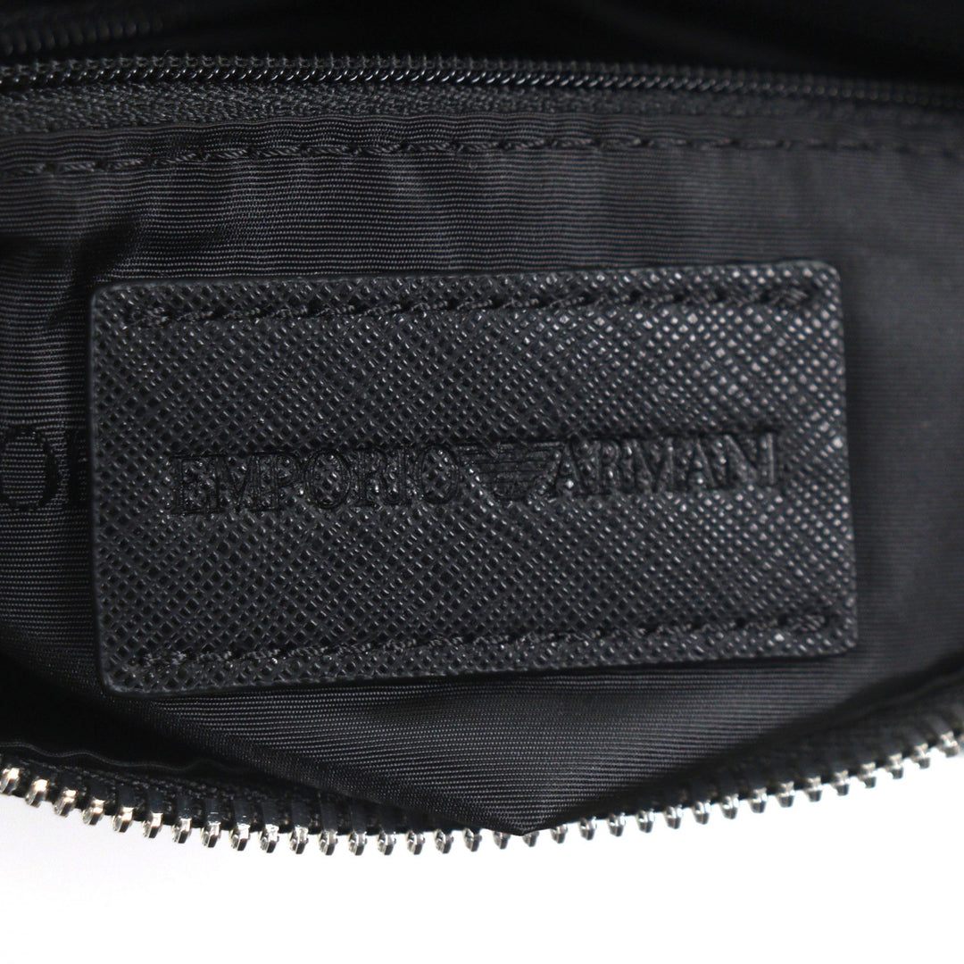 Pristine EMPORIO ARMANI Shoulder Bag Eagle logo black leather mens