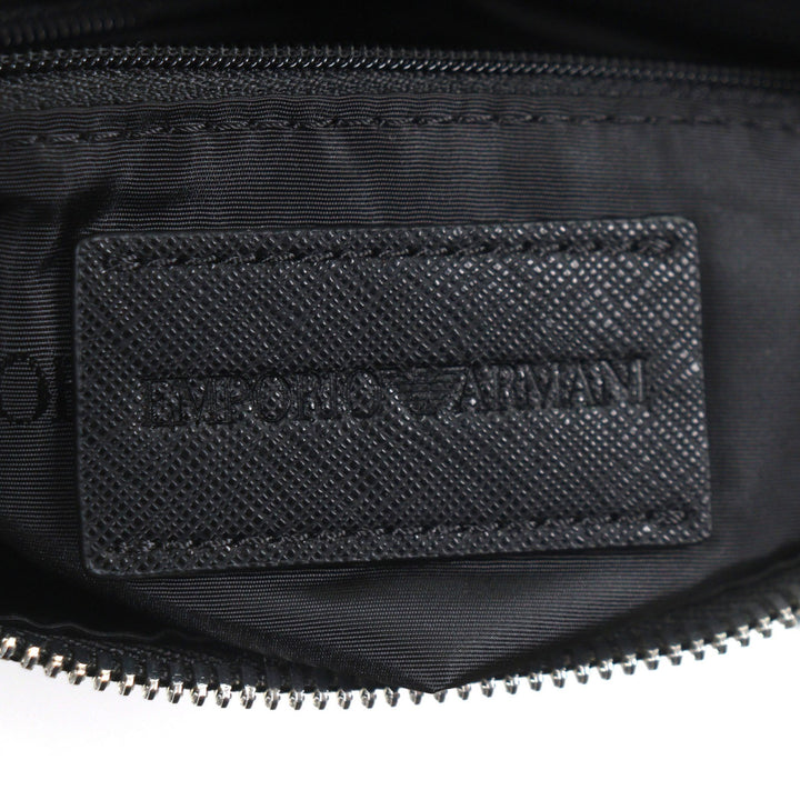 Pristine EMPORIO ARMANI Shoulder Bag Eagle logo black leather mens