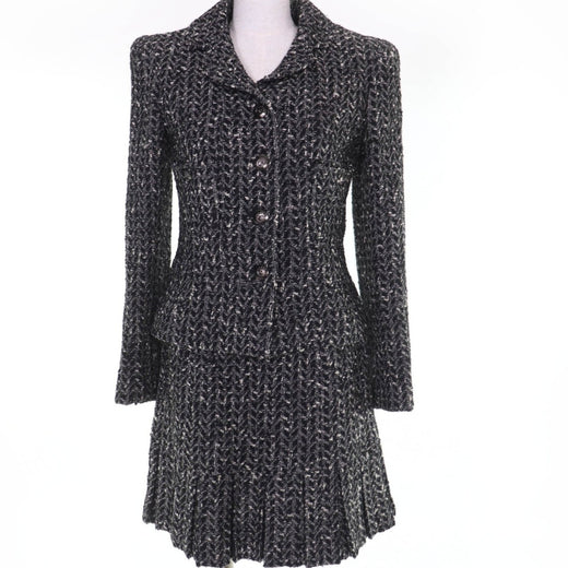 Excellent CHANEL two-piece set COCO Button Tweed Jacket Skirt 38 97A P09701