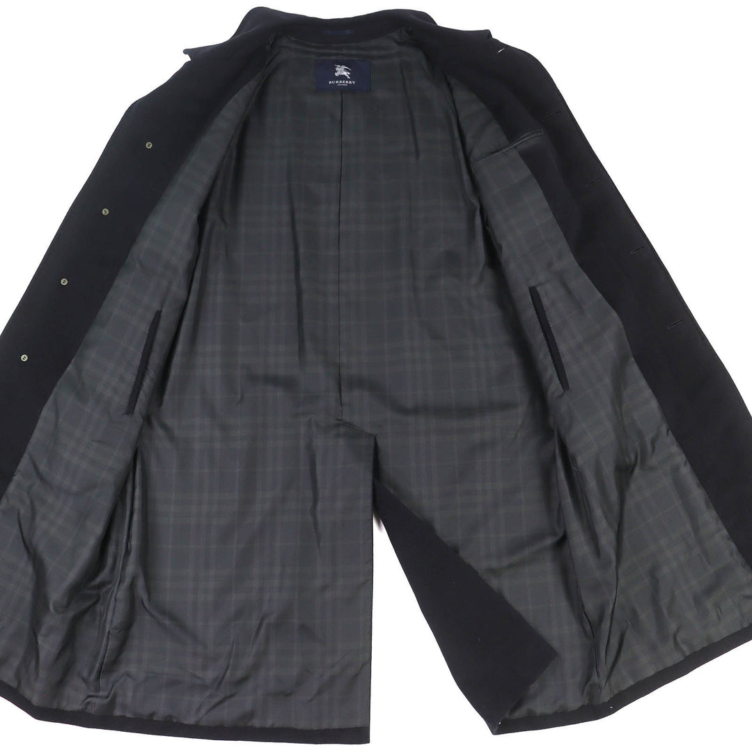 Great BURBERRY LONDON coat Lining check pattern logo button cashmere 96-180-7