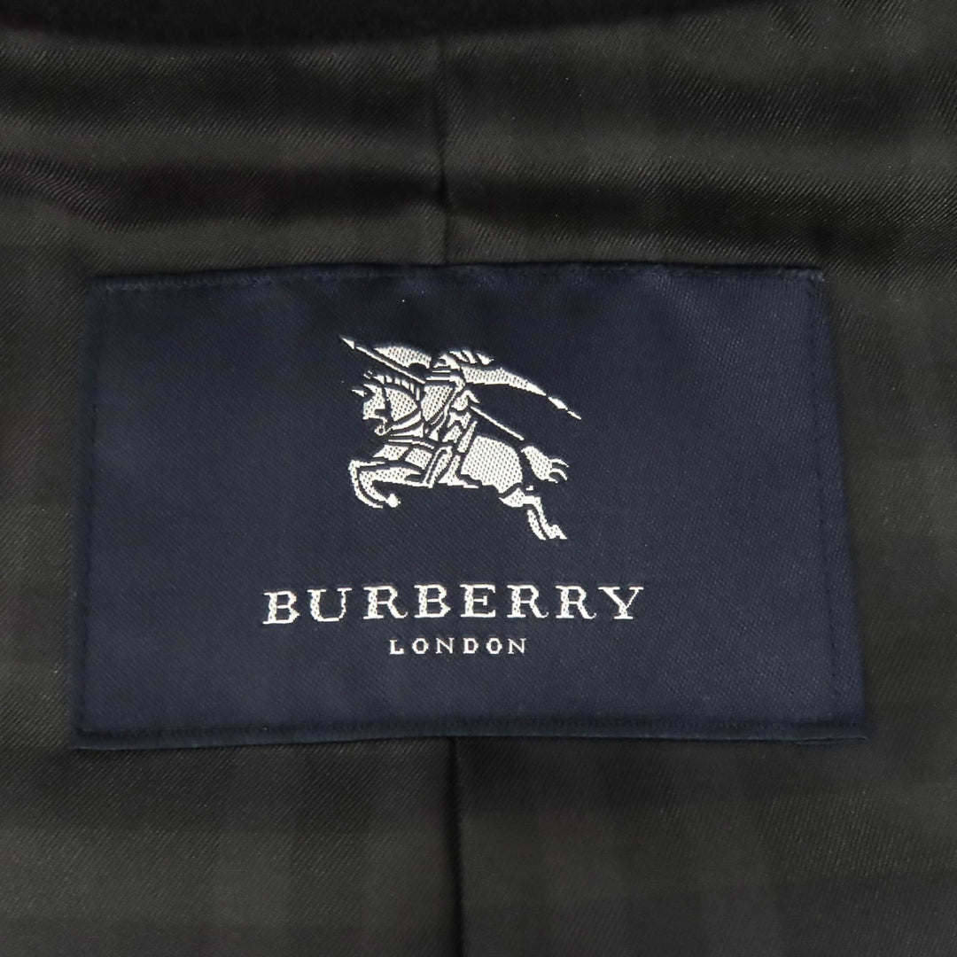 Great BURBERRY LONDON coat Lining check pattern logo button cashmere 96-180-7