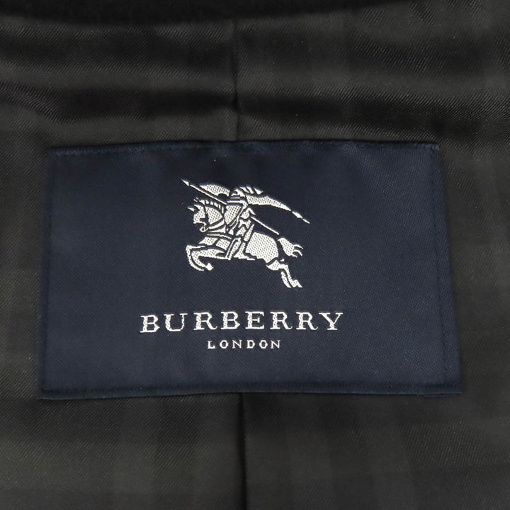 Great BURBERRY LONDON coat Lining check pattern logo button cashmere 96-180-7