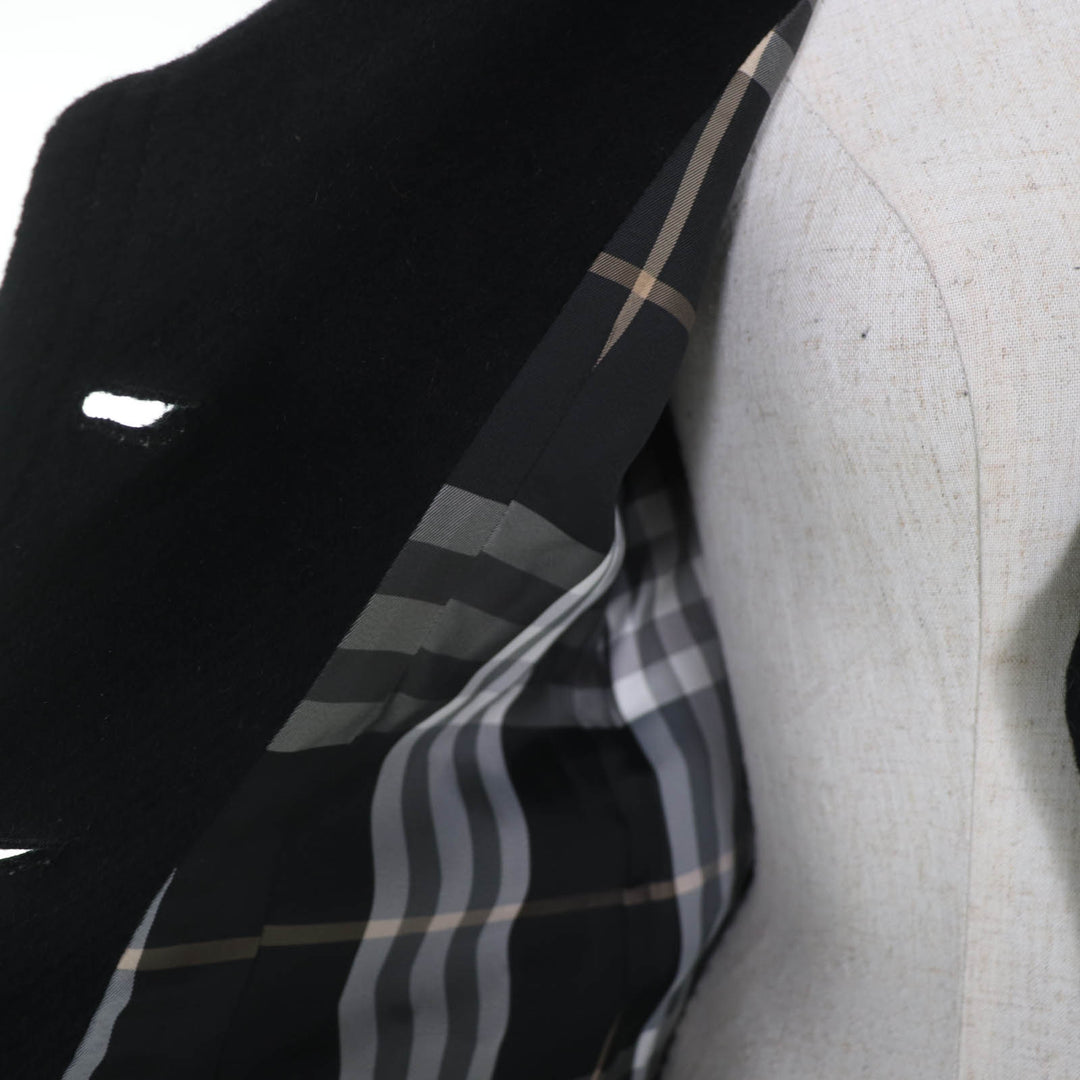 Great BURBERRY BLUE LABEL coat Logo button and belt black wool Women 38