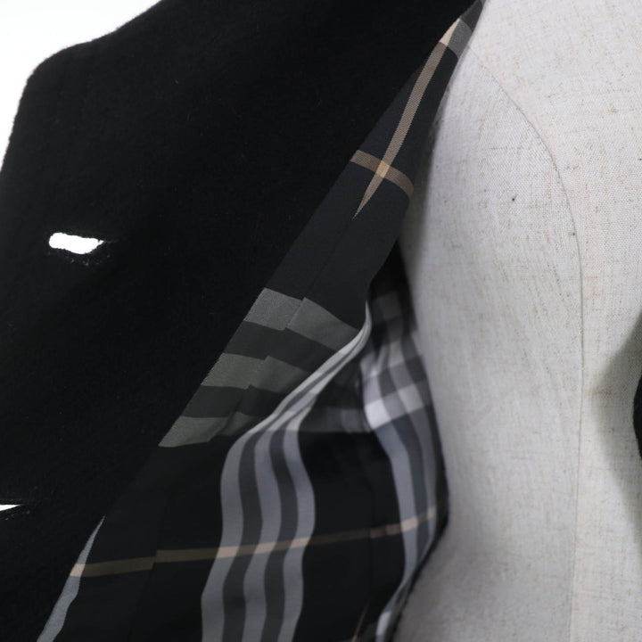 Great BURBERRY BLUE LABEL coat Logo button and belt black wool Women 38