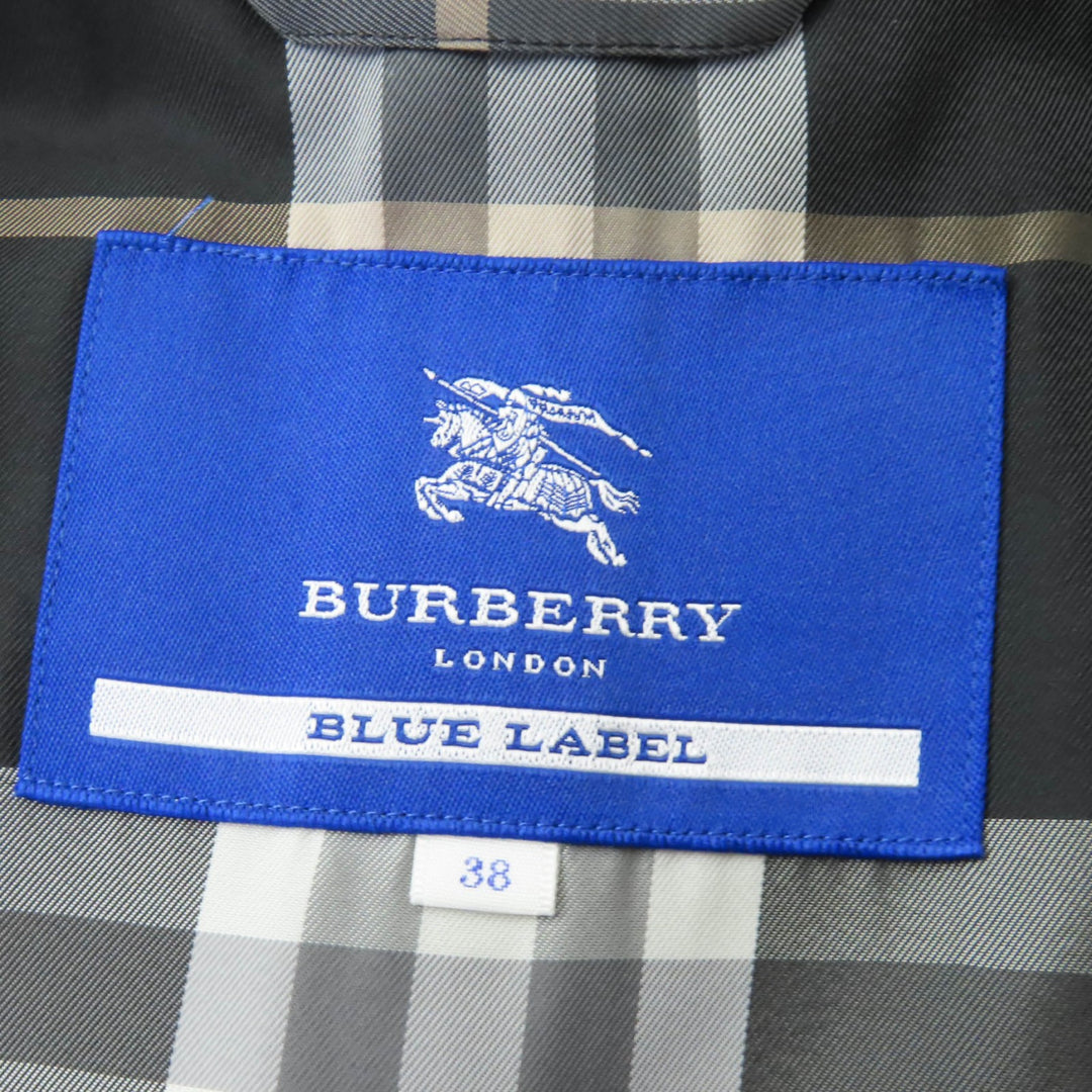 Great BURBERRY BLUE LABEL coat Logo button and belt black wool Women 38