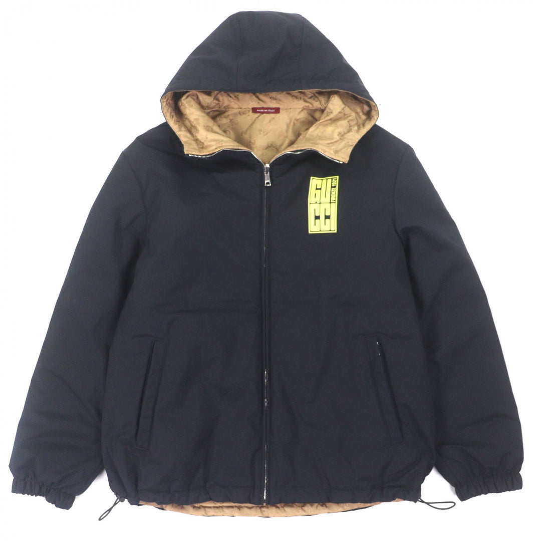 Great GUCCI mountain hoodie Navy Nylon mens 44 787200