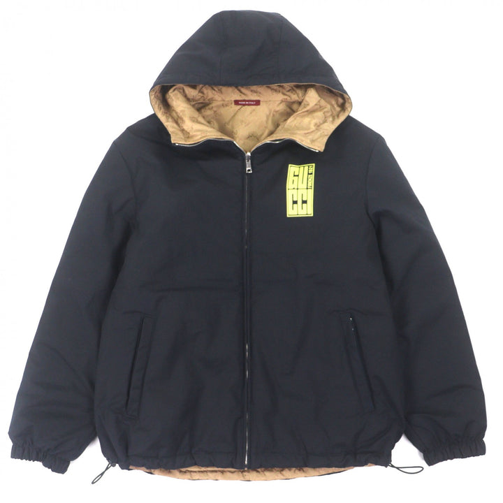 Great GUCCI mountain hoodie Navy Nylon mens 44 787200