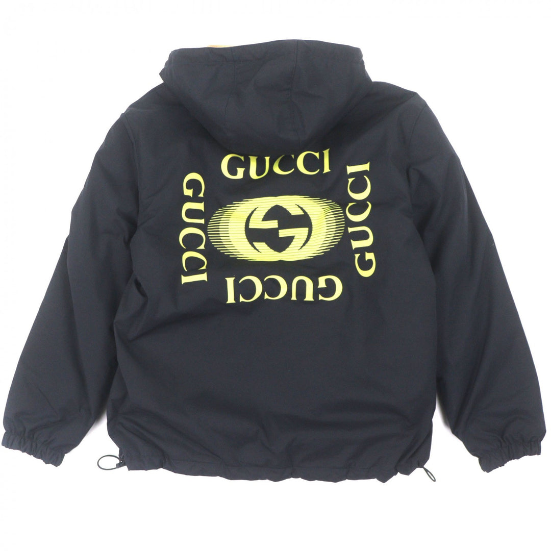 Great GUCCI mountain hoodie Navy Nylon mens 44 787200