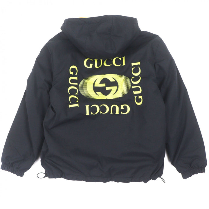 Great GUCCI mountain hoodie Navy Nylon mens 44 787200