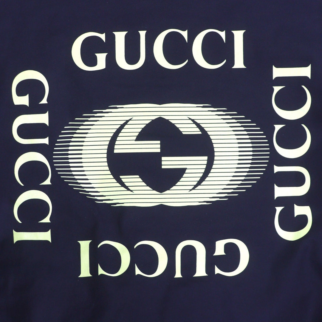 Great GUCCI mountain hoodie Navy Nylon mens 44 787200