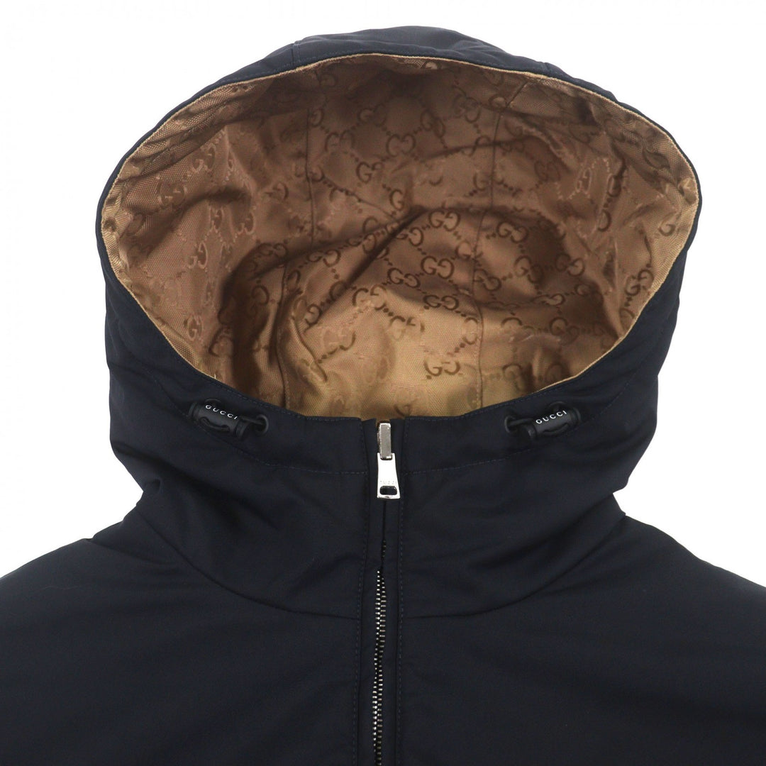 Great GUCCI mountain hoodie Navy Nylon mens 44 787200