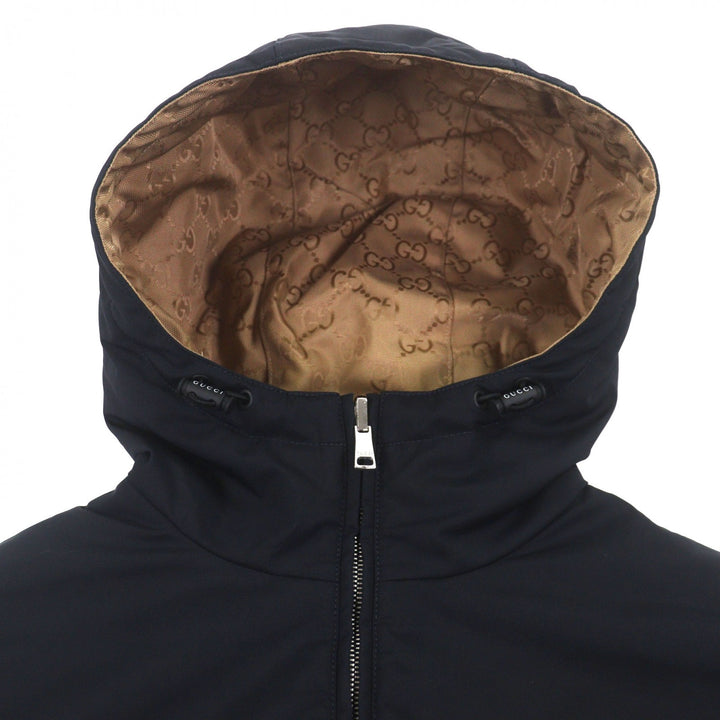 Great GUCCI mountain hoodie Navy Nylon mens 44 787200