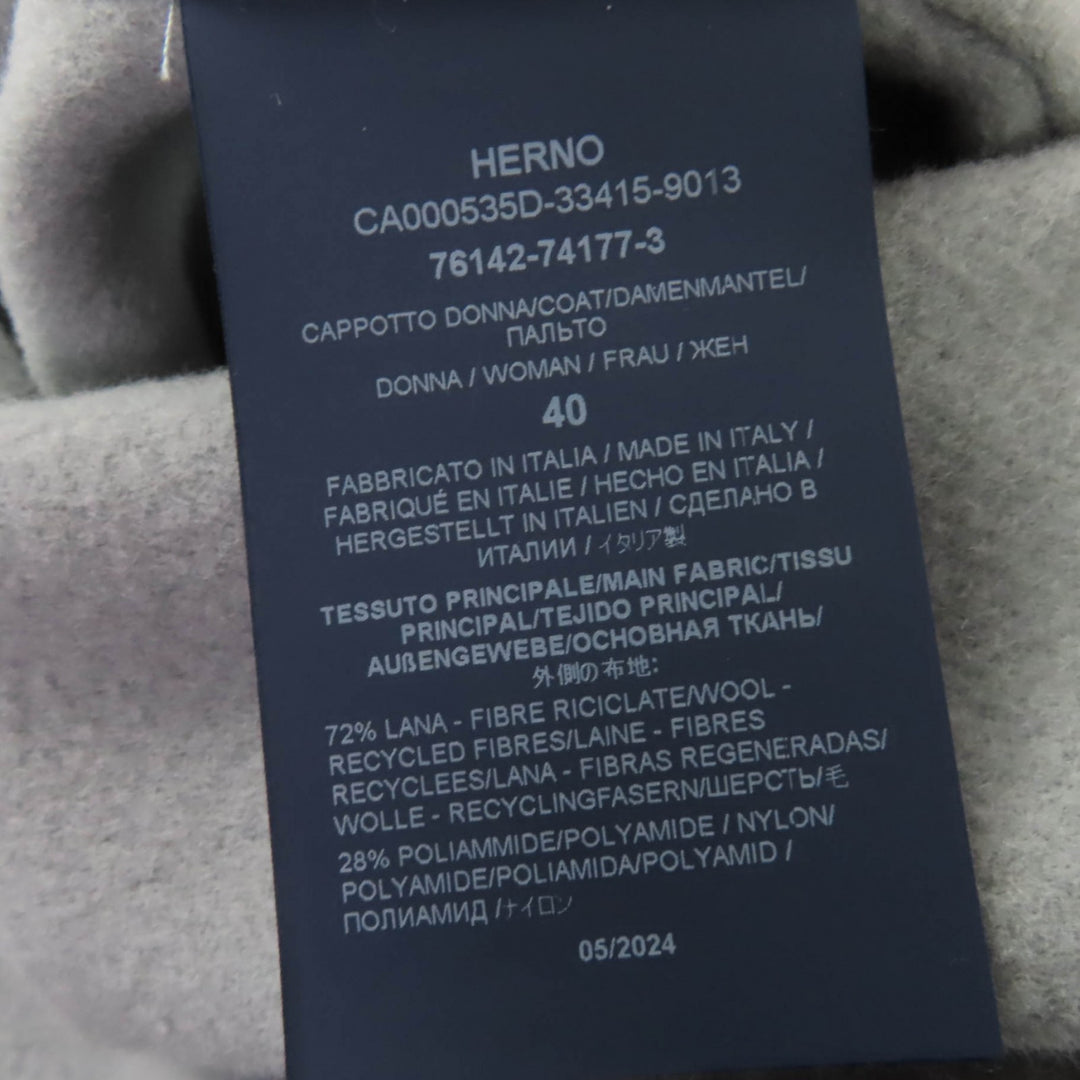 Pristine Herno coat Padded liner with hood blue wool Women 40 CA000535D