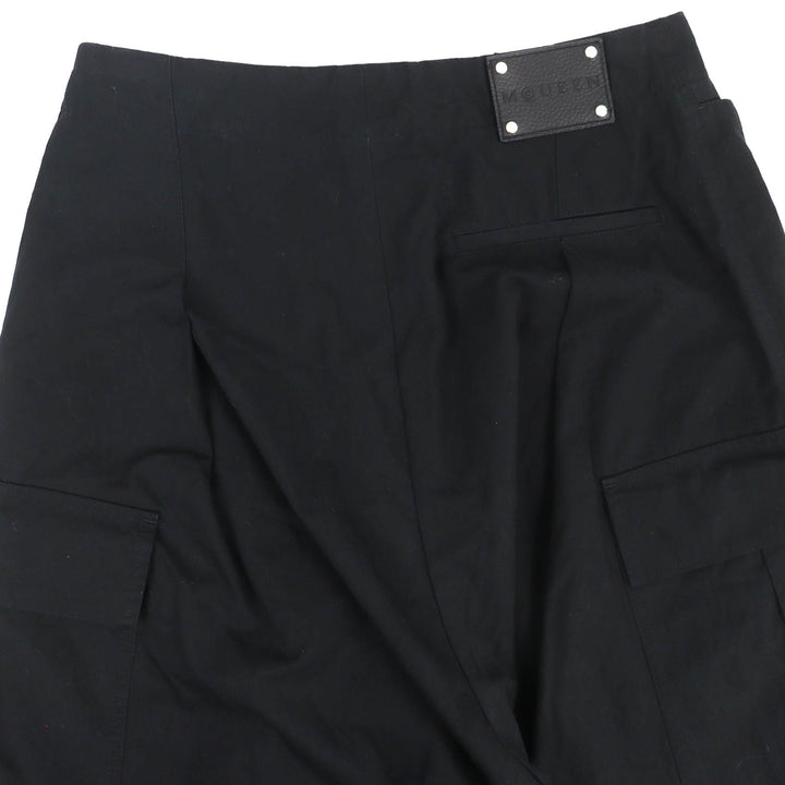 Great Alexander McQueen cargo pants Logo Leather Patch Wide Leg black 46 801284