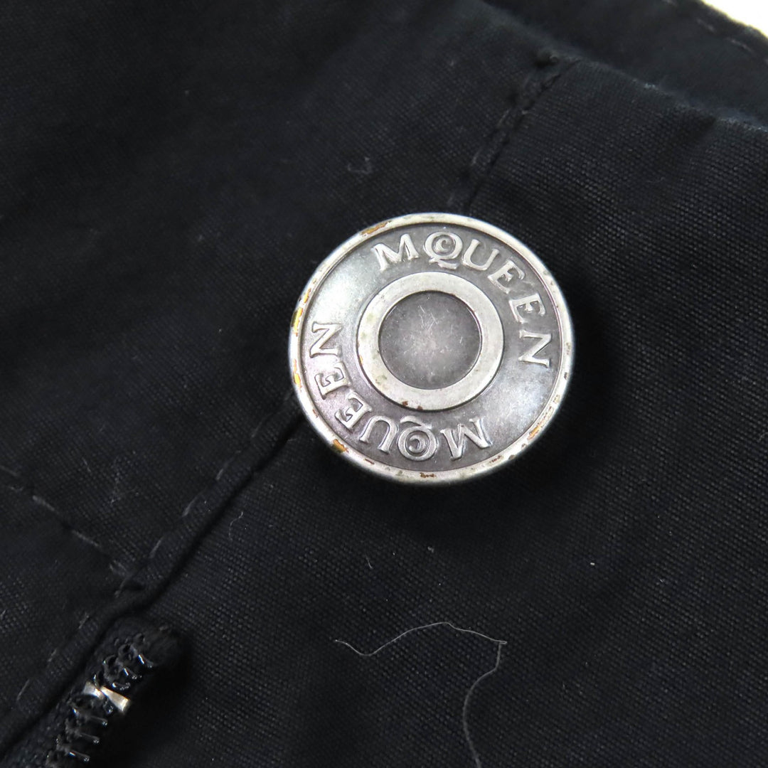 Great Alexander McQueen cargo pants Logo Leather Patch Wide Leg black 46 801284
