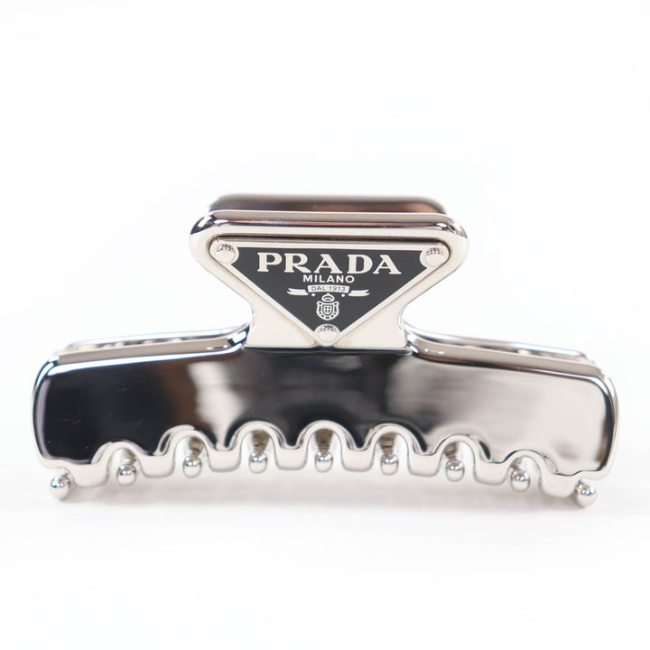 Great PRADA hair accessory Triangle Logo Hair Clip Silver Women 1IF103