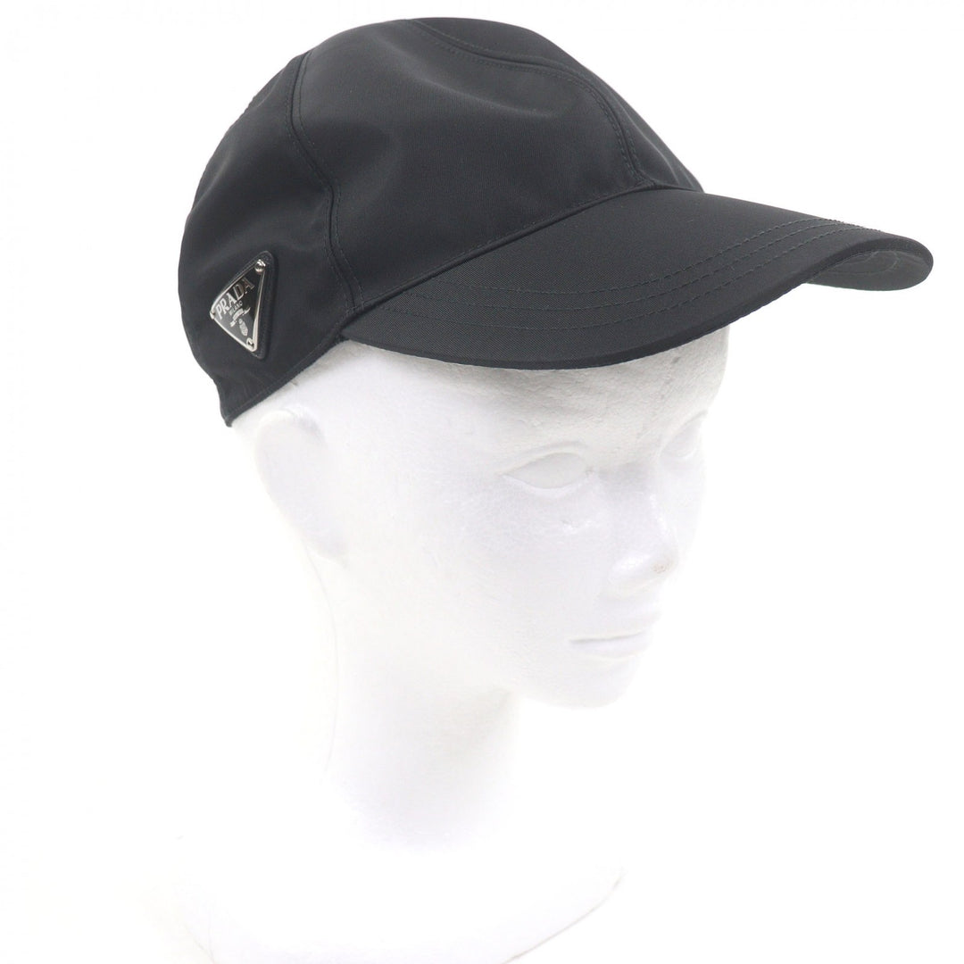 Great PRADA cap Re-Nylon triangle logo black Nylon mens M 2HC274