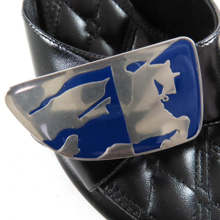 Pristine BURBERRY Sandals Logo Metal Leather Mules black leather Women 35