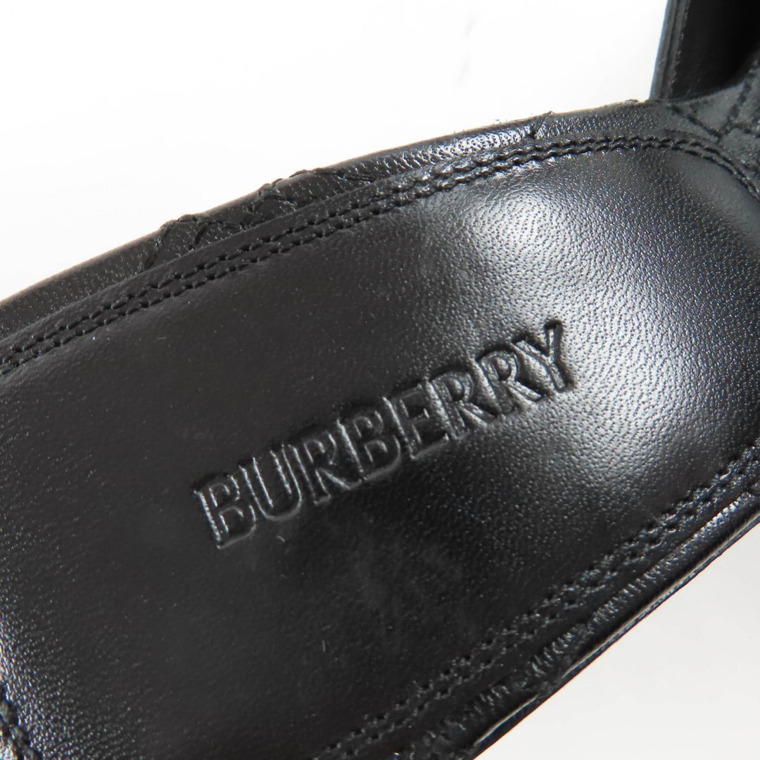 Pristine BURBERRY Sandals Logo Metal Leather Mules black leather Women 35