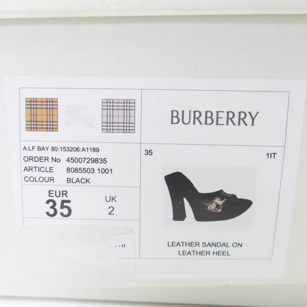 Pristine BURBERRY Sandals Logo Metal Leather Mules black leather Women 35